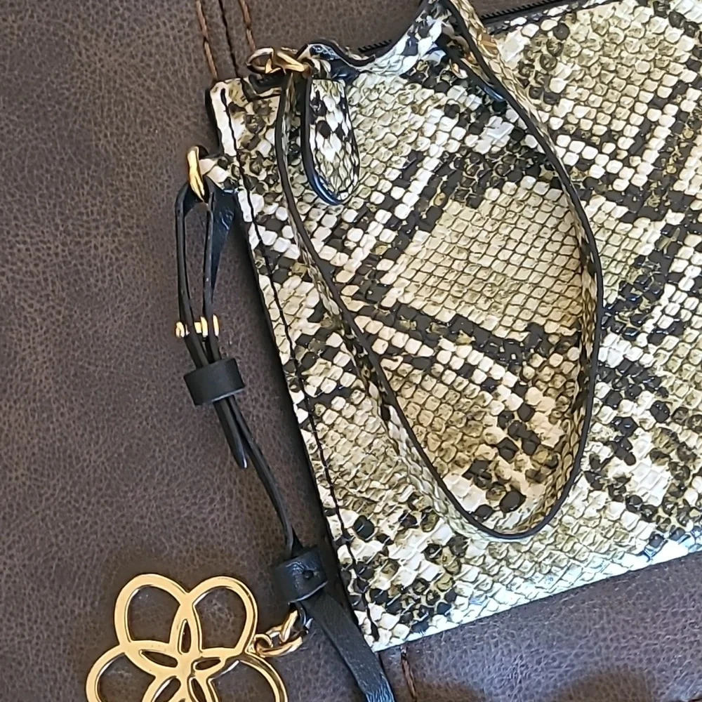 Lauren Ralph Lauren Polo Faux Reptile Wristlet Wallet Flower Dangles Designer
